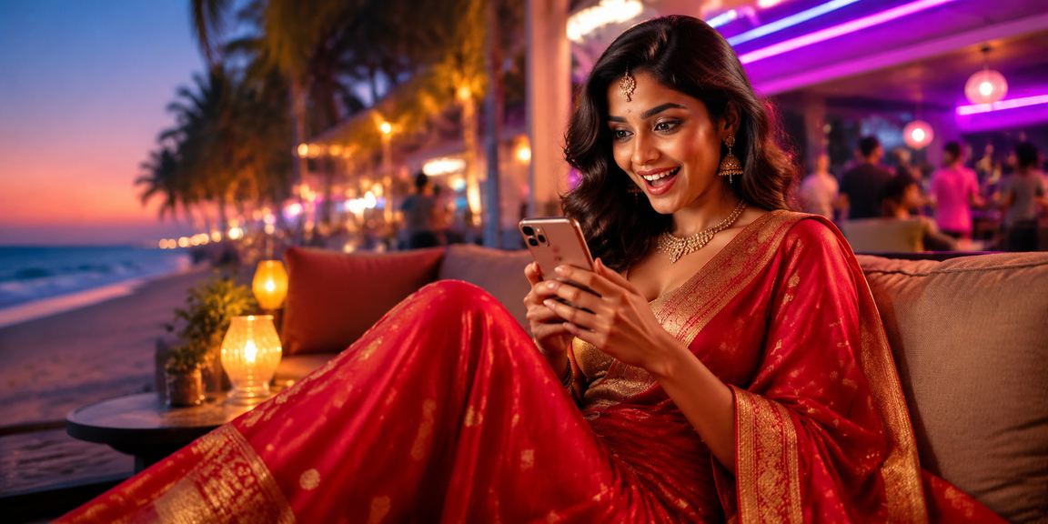 Goa lottery outdoor market with traditional saree