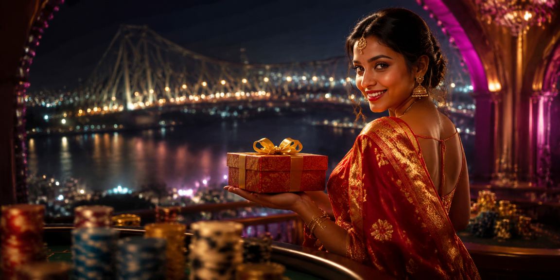 Casino promotion concept with Kolkata city and traditional attire